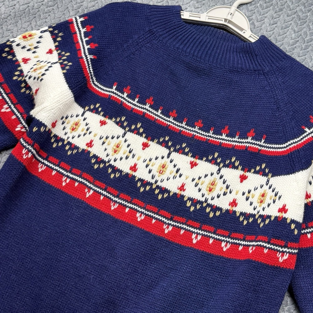Vintage JCPenney Fair Isle Sweater Men's Medium Navy Acrylic Pullover Christmas